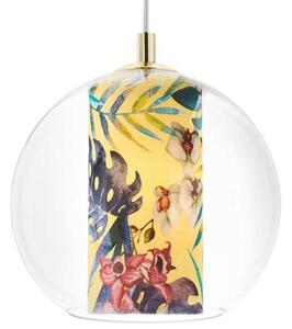 Wisząca LAMPA dekoracyjna FERIA 10901114 Kaspa szklana OPRAWA kulisty ZWIS z motywem roślinnym kula złota przezroczysta żółta - żółty
