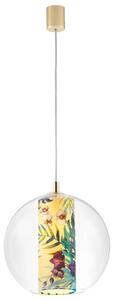 Wisząca LAMPA dekoracyjna FERIA 10902114 Kaspa kulista OPRAWA szklany zwis kula z motywem roślinnym złota przezroczysta żółta - żółty