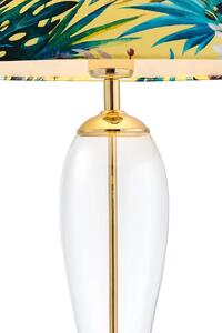 Dekoracyjna LAMPKA biurkowa FERIA 40904114 Kaspa abażurowa LAMPA stołowa z motywem roślinnym szklana złota przezroczysta żółta - żółty