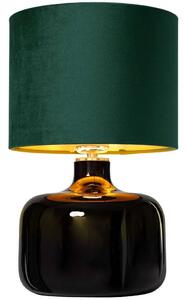 Biurkowa LAMPA stojąca LORA 41057113 Kaspa szklana LAMPKA abażurowa klasyczna stołowa czarna zielona - zielony
