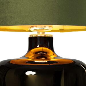 Stołowa LAMPA stojąca LORA 41054113 Kaspa abażurowa LAMPKA biurkowa klasyczna szklana czarna oliwkowa - zielony