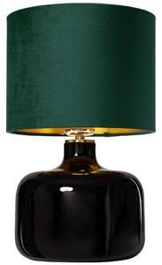 Biurkowa LAMPA stojąca LORA 41057113 Kaspa szklana LAMPKA abażurowa klasyczna stołowa czarna zielona - zielony