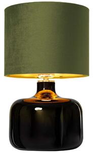 Stołowa LAMPA stojąca LORA 41054113 Kaspa abażurowa LAMPKA biurkowa klasyczna szklana czarna oliwkowa - zielony