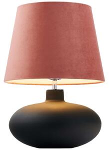 Klasyczna LAMPA stołowa SAWA VELVET 41020116 Kaspa biurkowa LAMPKA abażurowa stojąca do sypialni grafitowa różowa - różowy