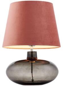 Nocna LAMPKA abażurowa SAWA VELVET 41021116 Kaspa stojąca LAMPA stołowa do sypialni klasyczna grafitowa różowa - różowy