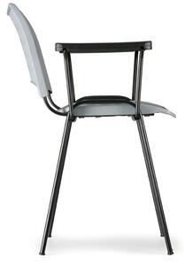 Krzesło plastikowe SMART - nogi chromowane z podłokietnikami, kolor szary