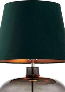 Abażurowa LAMPKA stojąca SAWA VELVET 41015113 Kaspa szklana LAMPA stołowa abażurowa miedź grafitowa zielona - zielony
