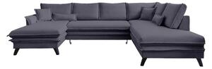 Antracytowa rozkładana sofa w kształcie litery "U" Miuform Charming Charlie, prawostronna
