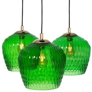 Loftowa LAMPA wisząca VENUS 11014313 Kaspa loftowa OPRAWA szklany ZWIS kaskada czarna zielona - zielony