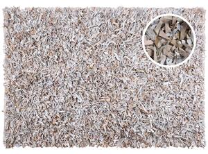 Ręcznie tkany dywan skórzany shaggy 160 x 230 cm jasnobeżowy Mut Beliani