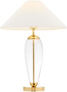 Biurkowa LAMPKA abażurowa REA 40609101 Kaspa stołowa LAMPA stojąca nocna do sypialni złota przezroczysta biała - biały