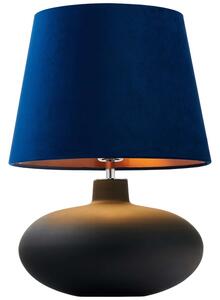 Stojąca LAMPKA nocna SAWA VELVET 41019112 Kaspa stołowa LAMPA abażurowa do sypialni klasyczna grafitowa granatowa - grafit | antracyt