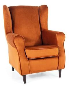 Fotel uszak BARON VELVET cynamonowy