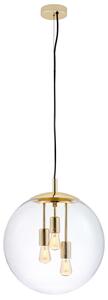 Skandynawska LAMPA wisząca SURYA 10744305 Kaspa loftowa OPRAWA szklany ZWIS ball kula przezroczysta złota - złoty
