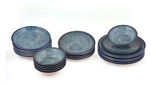 24-częściowy zestaw talerzy porcelanowych w niebieskim kolorze Kutahaya Mulio