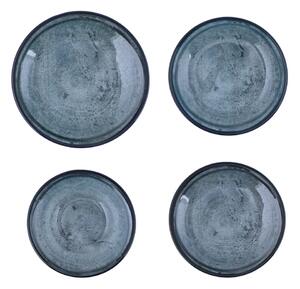 24-częściowy zestaw talerzy porcelanowych w niebieskim kolorze Kutahaya Mulio