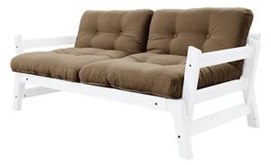 Sofa rozkładana z brązowym pokryciem Karup Design Step White/Mocca