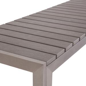 Zestaw mebli ogrodowych stół 2 ławki aluminium sztuczne drewno szary Nardo Beliani