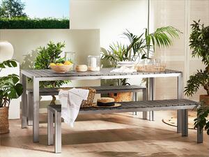 Zestaw mebli ogrodowych stół 2 ławki aluminium sztuczne drewno szary Nardo Beliani