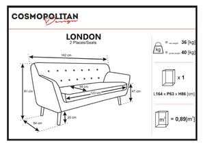 Turkusowa sofa Cosmopolitan design London, 162 cm
