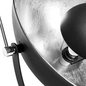 Retro lampa stojąca okrągły klosz czarno-srebrna podłogowa trójnóg Thames II Beliani