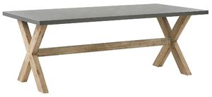 Stół ogrodowy szary blat z betonu 200 x 100 cm baza z drewna akacjowego Oliba Beliani