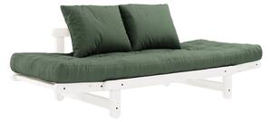 Sofa rozkładana z zielonym pokryciem Karup Design Beat White/Olive Green