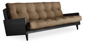 Sofa rozkładana z brązowym obiciem Karup Design Indie Black/Mocca