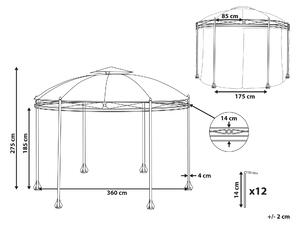 Pawilon ogrodowy okrągły ⌀ 368 cm stalowa rama namiot do ogrodu szary Safara Beliani
