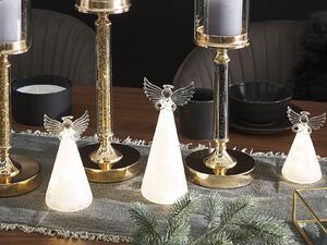 Zestaw 3 dekoracyjnych świecących figurek LED anioły szklane białe Kittila Beliani