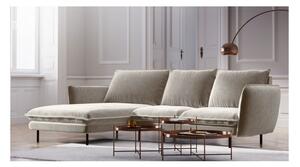 Beżowa narożna aksamitna sofa lewostronna Cosmopolitan Design Vienna