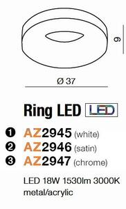 Okrągła lampa sufitowa Ring plafon LED 18W metalowy chrom - chrom