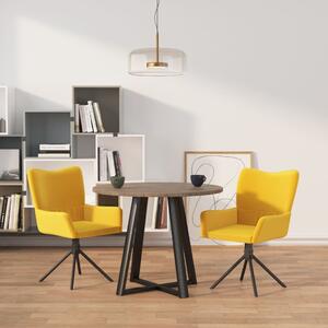 Obrotowe krzesła stołowe, 2 szt., żółte, aksamitne