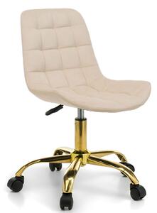 MebleMWM Krzesło obrotowe welurowe CL-590-3 beż, złote nogi