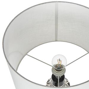 Lampa stołowa okragła lampka nocna 68 cm ceramiczna z kloszem czarna Shabelle Beliani