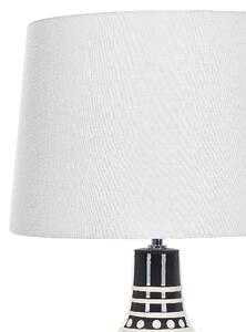 Lampa stołowa okragła lampka nocna 68 cm ceramiczna z kloszem czarna Shabelle Beliani