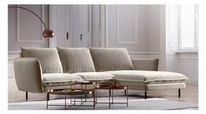 Beżowa narożna aksamitna sofa prawostronna Cosmopolitan Design Vienna