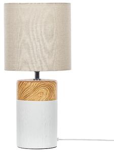 Lampa stołowa okragła lampka nocna 43 cm ceramiczna z kloszem biała Alzeya Beliani