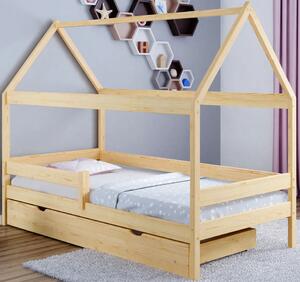 Łóżko domek z szufladą i materacem, sosna - Petit 4X 180x80 cm