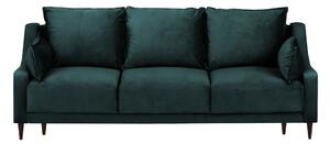 Niebieskozielona aksamitna rozkładana sofa ze schowkiem Mazzini Sofas Freesia, 215 cm