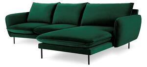 Zielona narożna aksamitna sofa prawostronna Cosmopolitan Design Vienna