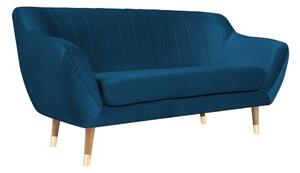 Niebieska aksamitna sofa Mazzini Sofas Benito, 158 cm