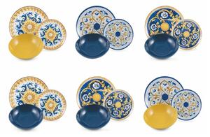18-częściowy komplet kolorowych naczyń z porcelany i kamionki Villa d'Este Sicilia