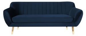 Ciemnoniebieska aksamitna sofa Mazzini Sofas Benito, 188 cm