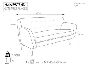Ciemnoszara sofa Cosmopolitan design Hampstead, 162 cm