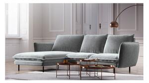 Jasnoszara narożna aksamitna sofa lewostronna Cosmopolitan Design Vienna