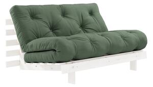 Sofa rozkładana z zielonym pokryciem Karup Design Roots White/Olive Green