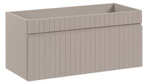 Szafka pod umywalkę z szufladą wisząca 100 cm ryflowana (Iconic Cashmere 82-100-D-1S), kaszmirowa, podwieszana