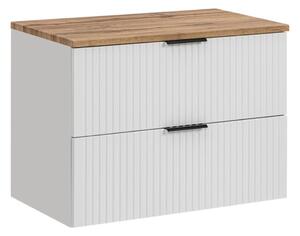 Szafka pod umywalkę z blatem 80 cm ryflowana biała (SET-ADW B 80 CM), do nowoczesnych i skandynawskich wnętrz
