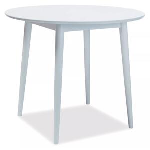Stół okrągły Larson 90 cm nogi białe – nowoczesny stół do kuchni i jadalni, blat mdf, mały, kompaktowy